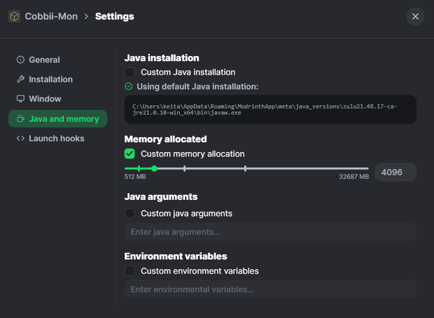 Modrinth RAM Example