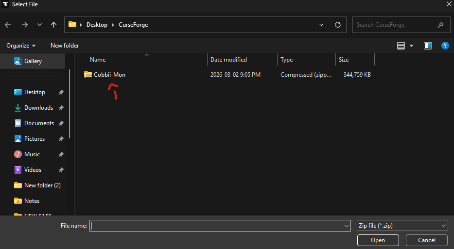 Import Modpack to CurseForge