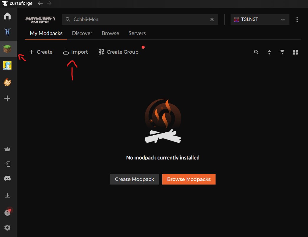 Import Modpack to CurseForge